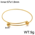 Bracciale rigido regolabile minimalista in filo d'acciaio dorato con sfera da 8mm - Stile Regolabile Con Nodo Scorsoio A Perla Singola (KLJ5716-Z) / Oro