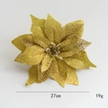 27cm golden artificial poinsettia flower with glitter mesh for Christmas tree decoration - Gold