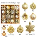 40-piece golden Christmas ball set with glitter snowflakes and assorted 6cm ornaments - MJG063 White Gold Snowflake