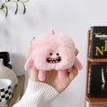 Pink plush cartoon headphones case for AirPods with embroidered face and cute tiny limbs - Pink Plush Monster Chuckling Expression