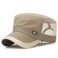 Casquette plate kaki à séchage rapide pour homme avec empiècements en maille aérée - Réglable / Beige