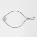 Silver titanium steel bracelet featuring a matte square pendant with an engraved W letter - Letter W / Steel