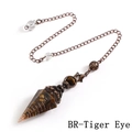 Tiger Eye stone pendulum with antique copper chain and hexagonal crystal point - Tiger Eye Ancient Bronze