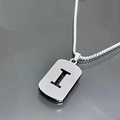 Macro view of silver stainless steel box chain and letter I rectangular pendant - Letter I