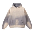 Grijs en gele gradiënt hoodie met zware wassing en vintage versleten details - S / Spuitas