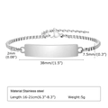Silver stainless steel box chain ID bracelet with engravable blank rectangular plate - Style 15 Adults (Silver/Polished Plate/Box Chain)