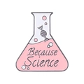 Pin de esmalte Because Science con espiral de ADN en frasco rosa y bordes plateados - Because Science Frasco Rosa