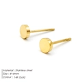 Minimalistische 14K vergulde roestvrijstalen 4mm platte schijf oorknopjes voor dames - Plat Rond (YE14813) / Goud