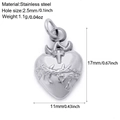 Silver stainless steel heart pendant with cross and crown of thorns design - Silver Tone Heart (S18)