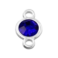 Blue birthstone crystal charm with silver metal base and double loops for jewelry making - Sapphire Blue