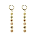 Sweet sun drop oil stainless steel earrings with colorful bead tassels in gold finish - Multi-Color (TZ-E0152-02)