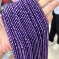 Faceted natural purple amethyst beads strings in 2-3mm mini size for jewelry making - Grade A Dark Amethyst 3mm