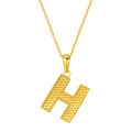 Golden H-letter pendant necklace with embossed dotted texture on a delicate chain - Letter H