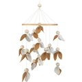 Felt leaf and wooden bead baby mobile with natural bamboo ring for nursery decor - Standard Edition / Autumn Leaf Yellow
