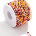 Colorful faceted crystal glass bead chain on spool for DIY jewelry making - Steel-Red Multi