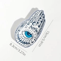 Weiße Keramik Hamsa Hand Schmuckschale mit blauem Auge des Bösen Motiv und Maßen - Königsblau (Handfläche)