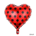 18-inch heart-shaped foil balloon featuring red color and black polka dot pattern - 18 Inch Red With Black Polka Dots