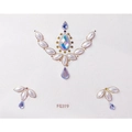 Face jewel stickers FG319 with white pearls, gold frame and teardrop rainbow gems - FG319 Pearl Crown Style