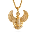 Hip hop gold eagle necklace with crystal diamonds and Egyptian symbols for men - Gold Color Eagle Pendant (KP79911-K)