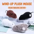 Mechanical wind-up plush mouse toys for cats in brown black white and grey colors - Clockwork Plush Mouse