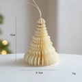 Addobbo per albero di Natale in carta a nido d'ape color crema alto 10 cm - Stile A / Bianco Sporco