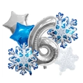 Close-up of blue snowflake and silver number balloons for birthday party decoration - Matte Snowflake Number 6 Set
