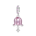 Pink lily of the valley charm bead in 925 silver with enamel and sparkling zircons - Pink Lily of the Valley