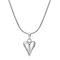 Minimalist silver heart pendant necklace featuring a polished snake chain for women - Necklace / Steel