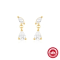 Orecchini in argento S925 dorato con zirconi marquise e a forma di goccia d'acqua - Orecchini Pendenti Marquise a Goccia / Oro #2