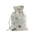 Pastoral drawstring linen gift pouch with floral and butterfly print in beige - 10*14cm / Dandelion