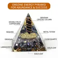 Orgonite energy pyramid with obsidian pillar, copper coil and gold foil accents - No.13-Obsidian Column + Labradorite (Future)