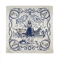 Vintage Baumwoll-Bandana im US-Stil mit beigem und dunkelblauem Western-Cowboy-Print - Bandana / Khaki Blauer Ranch