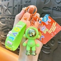 Simpatico portachiavi astronauta coniglio meccanico verde neon con cinturino - Ciondolo Coniglio Meccanico a Blocchi di Colore Verde