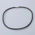 Bracelet en cuir noir tressé avec fermoir magnétique cylindrique en argent pour tous - Style A-3.5mm Cordon Marron-Fermoir Argent-Collier
