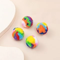 Pelota de felpa colorida para gatos con textura suave para un juego silencioso - Pelota Saltarina de 3,8cm (1 Pieza) / Pelota Empalmada Multicolor