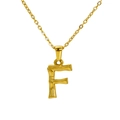 18k gold plated stainless steel necklace with bamboo texture letter F pendant - Letter F(F)