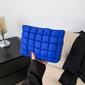 Vibrant blue quilted puffer handbag for women featuring a minimalist square pattern - Blue
