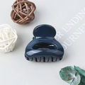 Minimalist navy blue matte semi-circular hair claw clip for high ponytail styling - Glossy Navy Blue