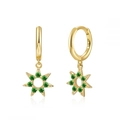 Dettaglio degli orecchini a stella in argento S925 con zircone verde dorato - Verde