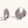 Pendientes de moda de acero inoxidable plateado con diseño único de textura plegada - Color Acero