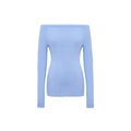 Slim fit off-shoulder long sleeve knitted top for women in light blue color - S / Blue