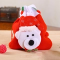 Christmas drawstring gift bag featuring a 3D polar bear embroidery in red and white - White Border Christmas Bear Bag