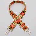 Ethnic geometric pattern adjustable shoulder strap with gold metal lobster clasps - No. 615 Gold Hook