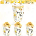 Sweet as can Bee themed paper popcorn boxes with floral and honeycomb party design - Popcorn Boxes 6PCS