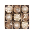 Set di 9 palline di Natale 8cm color oro champagne con texture miste in scatola regalo - Stile Perla Fiocco di Neve Oro Champagne