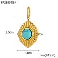 Bohemian gold stainless steel pendant with green turquoise and sunburst texture - Bright Turquoise