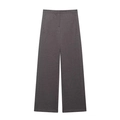 Fashionable dark grey wide-leg trousers with high-waist straight-cut in premium woven fabric - XS / Single Pants