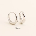Polished S925 sterling silver irregular geometric 12mm hoop earrings in silver finish - Platinum (12mm)