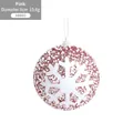 Pallina di Natale rosa da 8cm con motivi a fiocchi di neve bianchi e finitura glitterata - 8cm/15.6g / Rosa