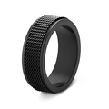 Heren 8mm roterende spinner ring in mat zwart roestvrij staal met kettingtextuur - US 6 / Zwart